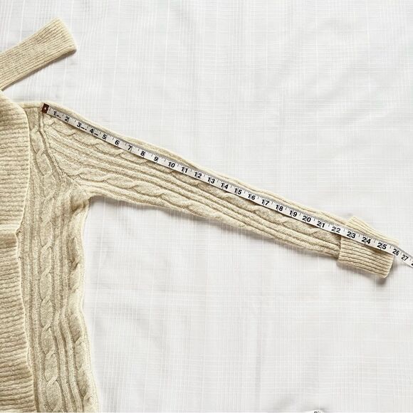 VTG Y2K Gilly Hicks Wool Blend Open Front Bone Colored Cardigan Size M - Picture 13 of 13